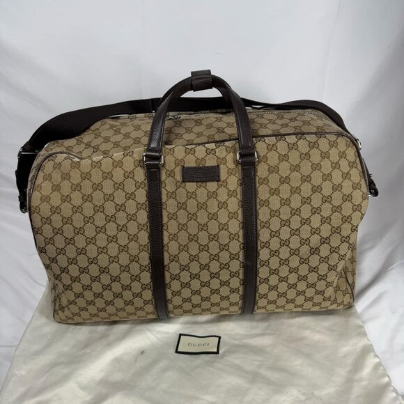 Gucci Beige Monogram Canvas Duffle Weekender Travel Bag SPB-TS343653 - Picture 1 of 15
